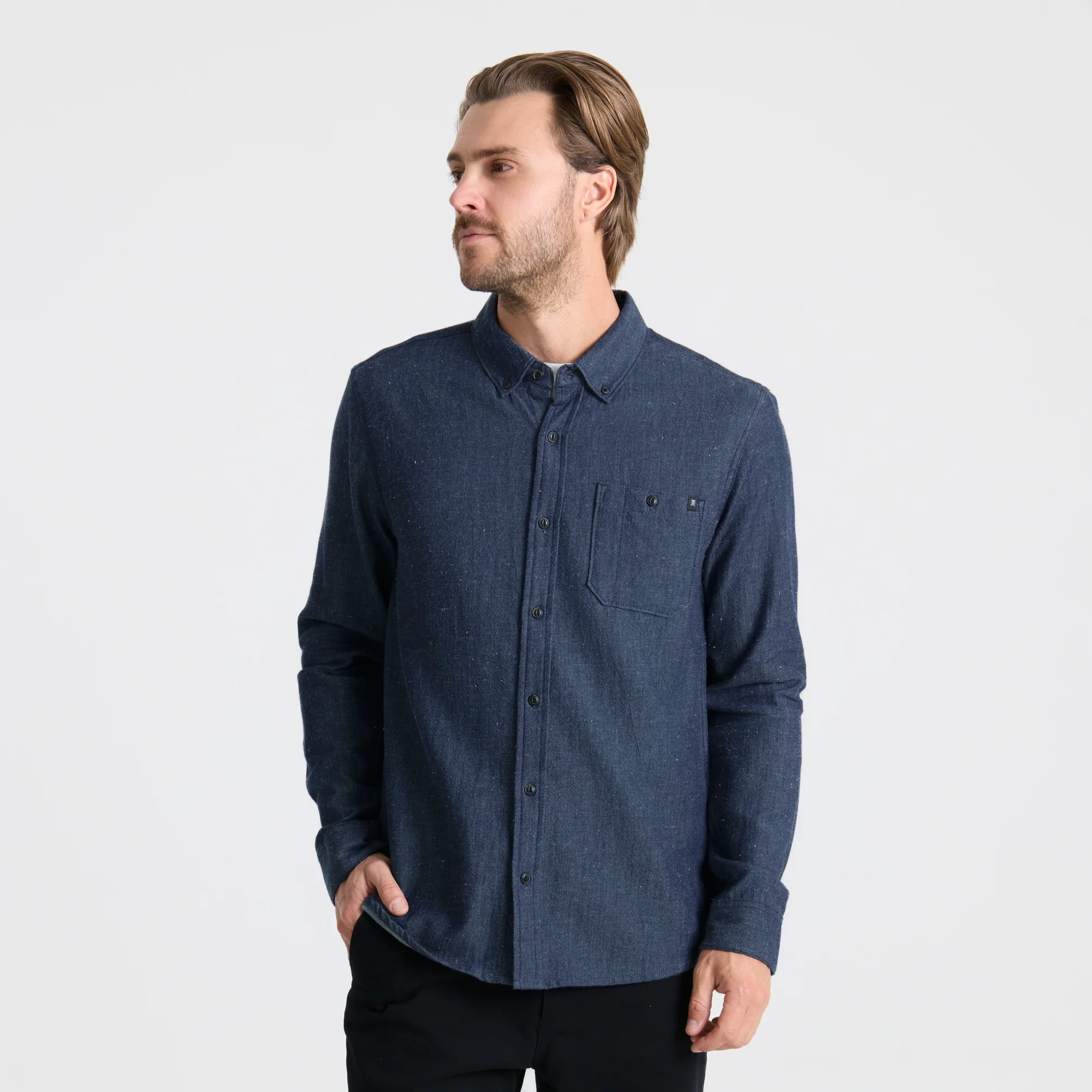 Scholar Chambray Button Up Shirt - Mid Indigo