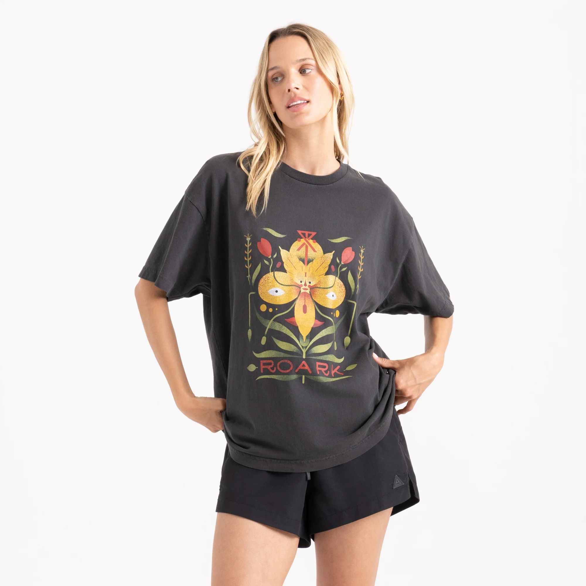 Tomas Wildflower Oversized Premium Tee - Black