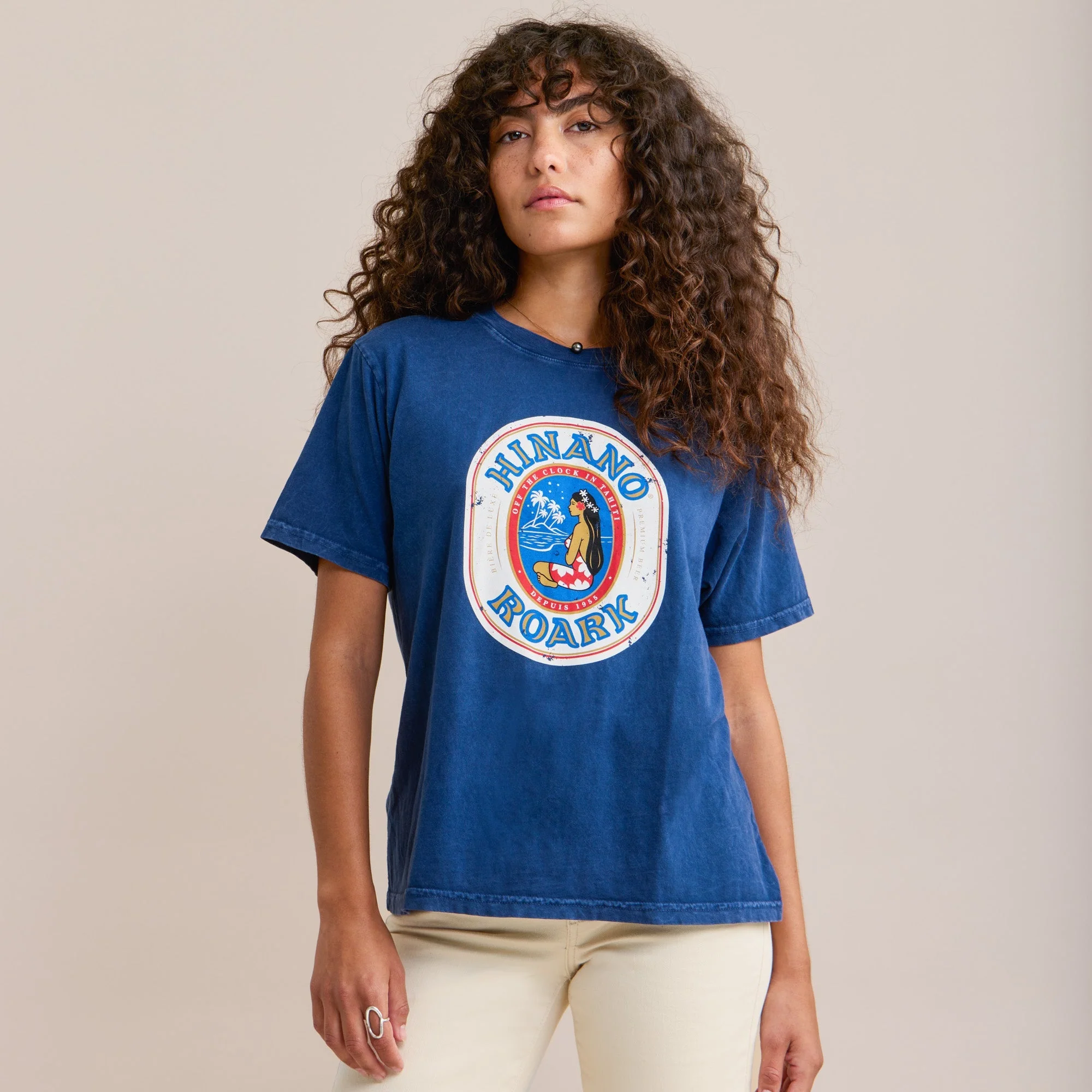 Hinano Label Premium Tee - Dark Navy